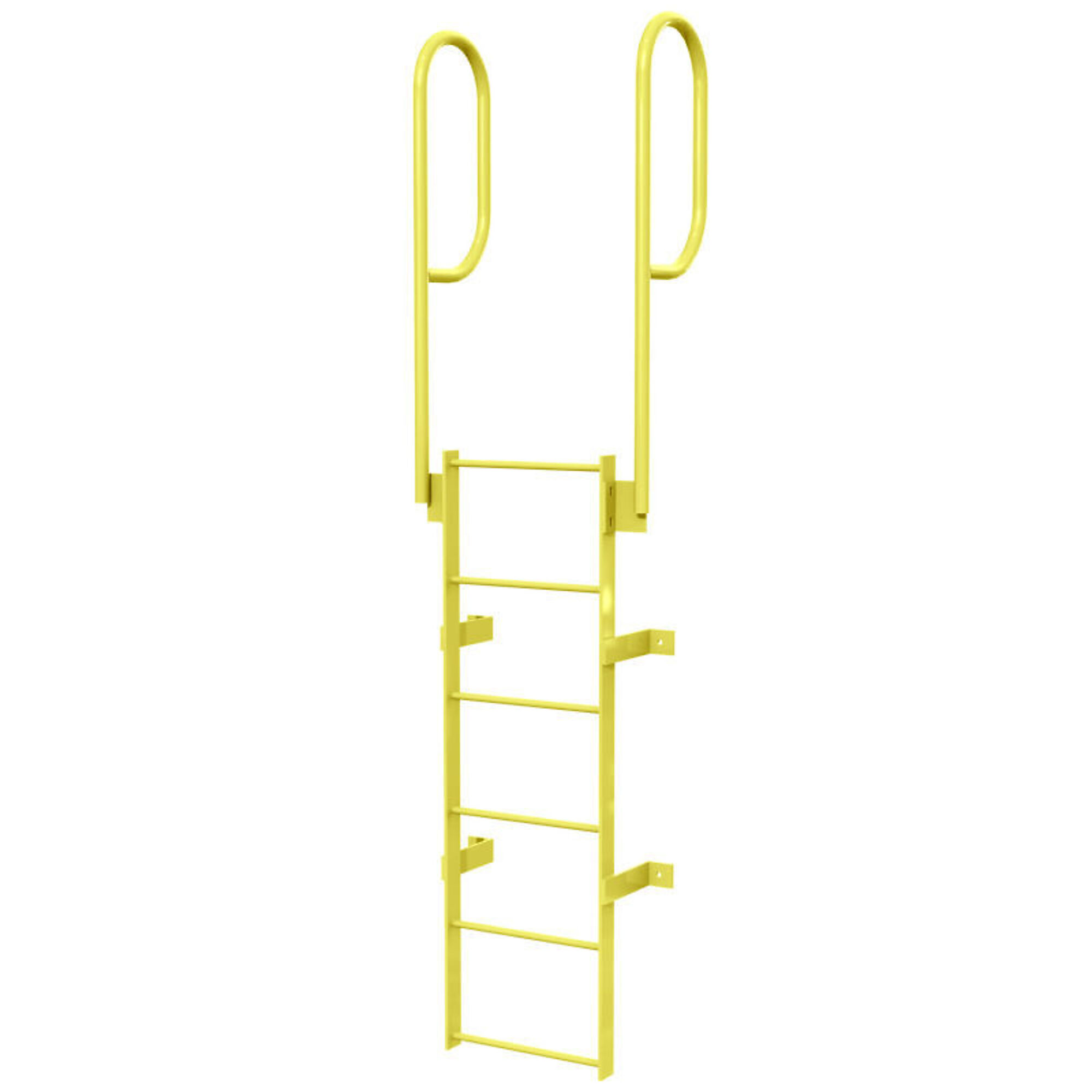 Ballymore, 6 Step Fixed Access Ladder with Walk-thru Rails, Height 114 ft, Capacity 350 lb, Material Carbon Steel, Model# WLFS0206-Y